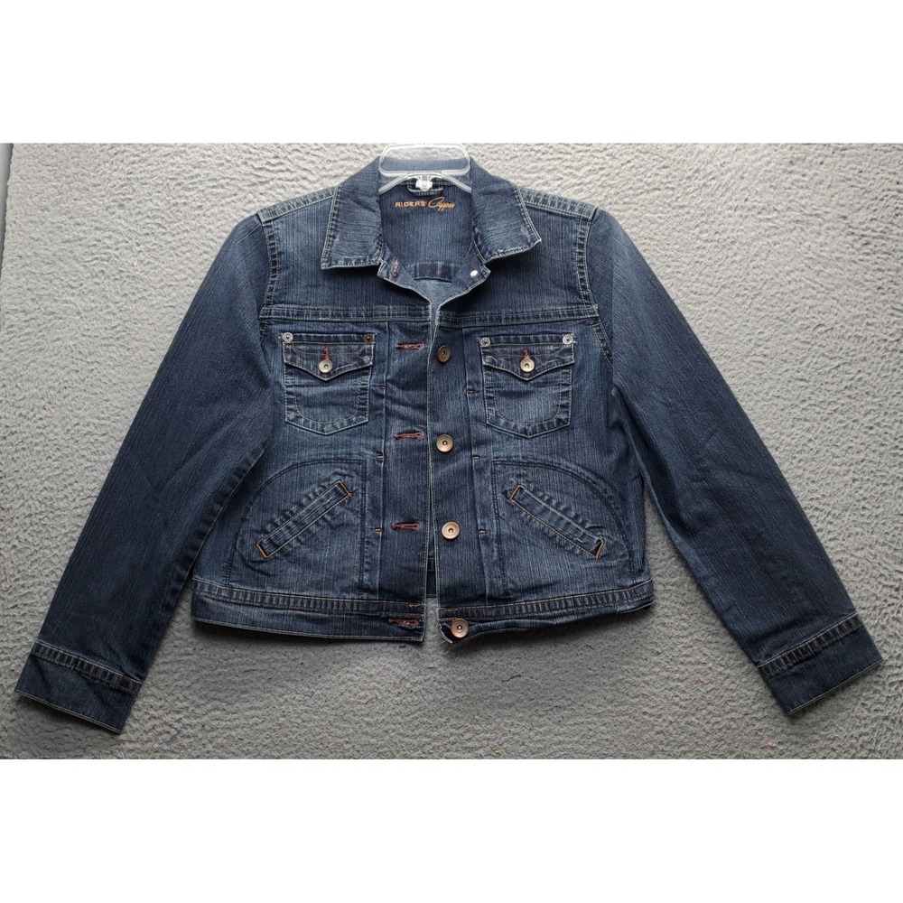 Riders Copper Trucker Jacket Womens Large Multi Denim‎ Crop Stretch Button Front